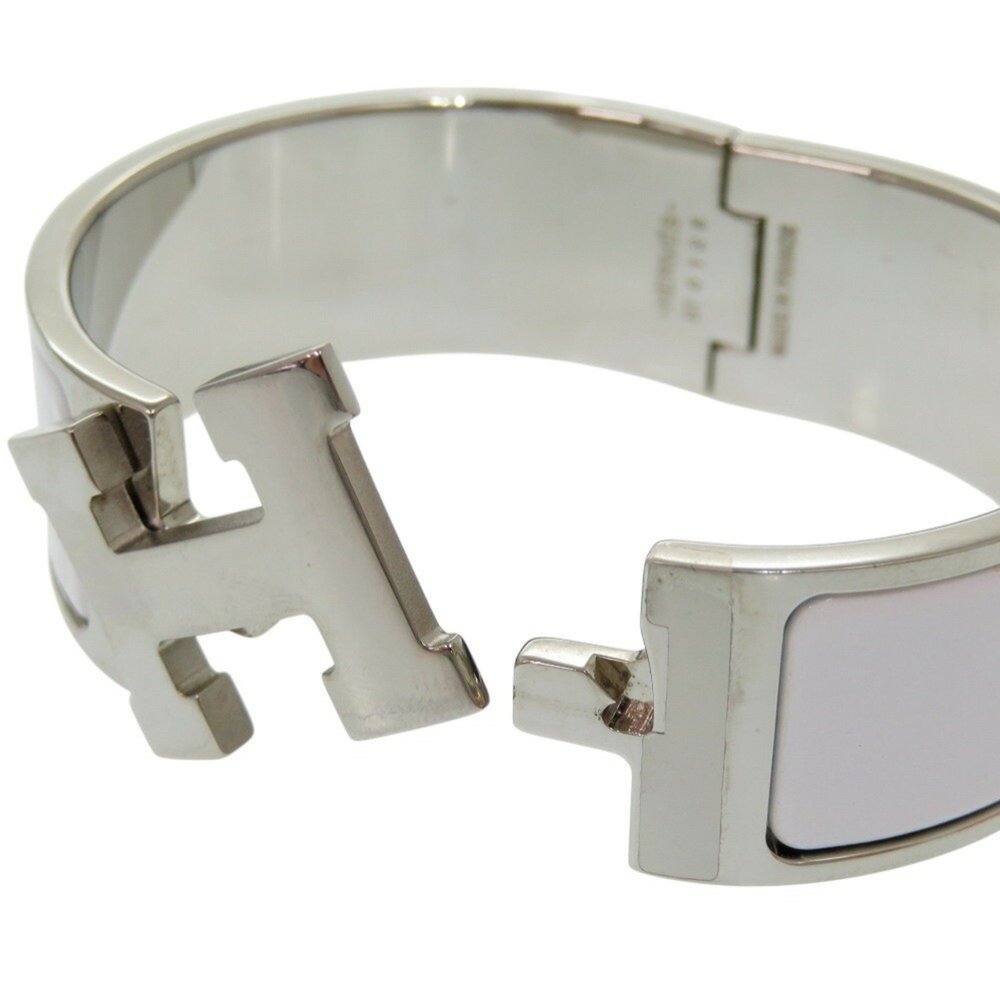 Hermes H Motif Click Clack Gm Bracelet Metal Whit… - image 5
